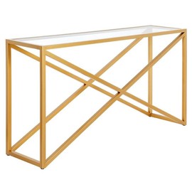 Calix 55'' Wide Rectangular Console Table in Brass