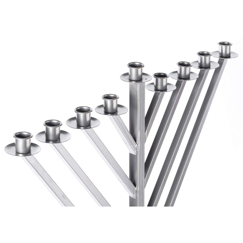 Vintiquewise Large Metal Silver Coated Hanukkah Menorah 3 Ft. for
