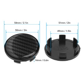 Tissting Pack of 4 Hub Caps 54 mm, Wheel Hub Caps OD 54 mm ID 49 mm Black Carbon Fibre Style Hub Caps Cover ABS Metal Hub Caps Rim Hub Caps for Car, Truck, SUV