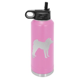 Akita Dog Insulated Water Bottle | Stainless Steel | Akita Dog Lover | Akita Gifts (32 oz, Light Purple)