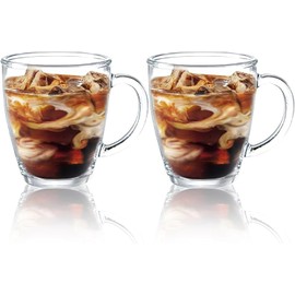 D.M DESIGN•MASTER [2 Pack,12 OZ] - Premium Glass Coffee Mugs with Vertical Stripes,Transparent Tea Glasses for Hot/Cold Beverages, Perfect Design for Americano, Cappuccino, Latte or Tea and Beverage.