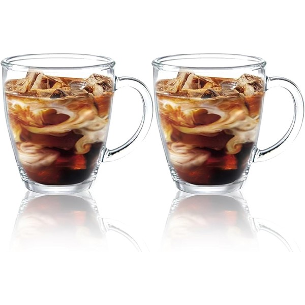 D.M DESIGN•MASTER [2 Pack,12 OZ] - Premium Glass Coffee Mugs