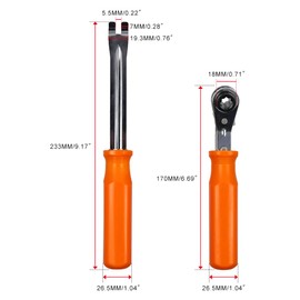 Frtcaty 2PCS Slack Adjuster Release Tool Kit – Includes Double Square Ratcheting Wrench & Fork End Tool for Air Brake Adjustment