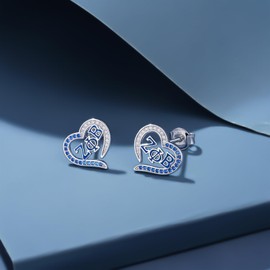 AKA/ZPB Sorority Gifts for Women 925 Sterling Silver Sorority Paraphernalia Gifts Jewelry for Women, 0.47inch, Sterling Silver, Zircon