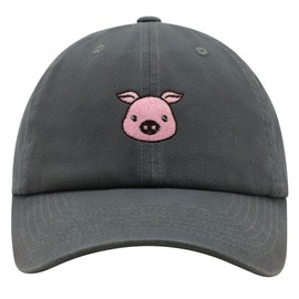 JPAK Pig Premium Dad Hat Embroidered Cotton Baseball Cap Pork Bacon Dark Grey