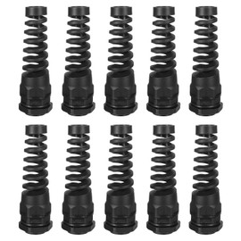 QUARKZMAN Pack of 10 Waterproof Cable Glands, M20 Nylon Coil Spring Strain Relief Cable Joint with Seal for 10-13 mm Wire Thread Cable Attachment and Devices, Black