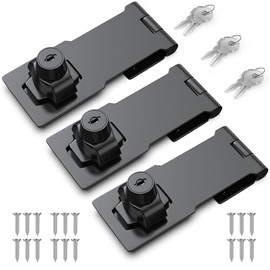 cerraduras con llave, 4 pulgadas, pestillo de bloqueo con llave, cerraduras de gabinete, cerraduras de gabinete con llaves, negro, paquete de 3