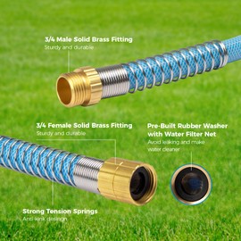 Fevone RV Water Hose 50 ft x 5/8", Drinking Water Hose for RV, Garden Hose for Camping, Drinking Water Safe, Male to Female Solid Brass Fittings - Zero Leak