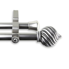 A&F Rod Decor - Posie Double Curtain Rod 66-120 inch - Satin Nickel