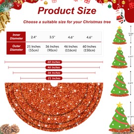 SOQSYS Christmas Tree Skirt Orange Glitter Xmas Tree Skirts Sequin Fall Tree Skirt 46 Inches Large Velvet Christmas Tree Skirt for 8FT Trees Metal Christmas Tree Stand Cover for Thanksgiving Decor