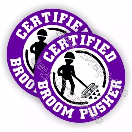Unbranded/Generic (2x) Funny BROOM PUSHER Hard Hat Stickers / Helmet Safety Decals Foreman PL