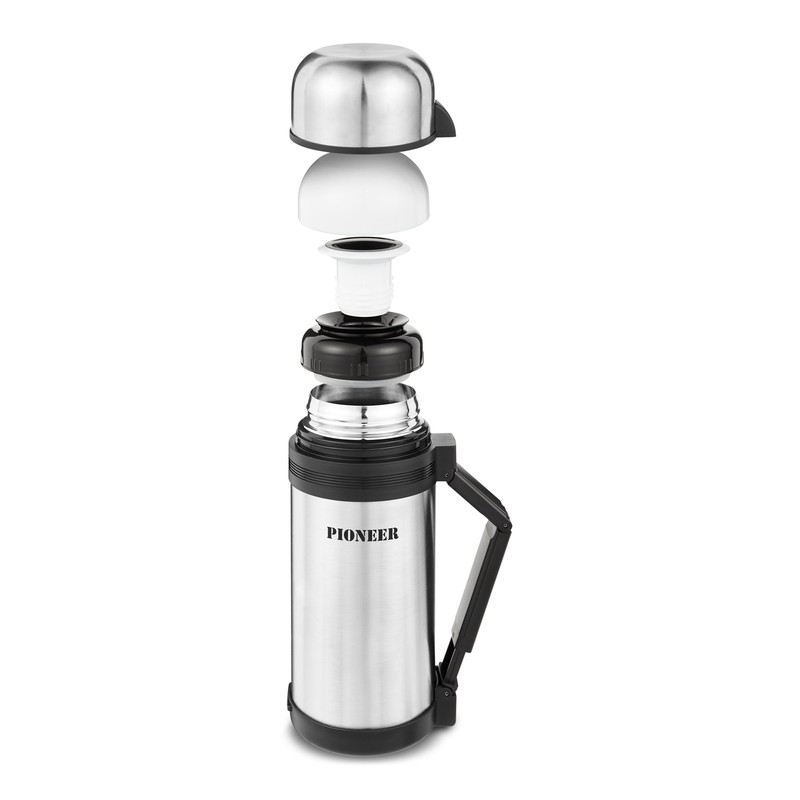 Pioneer Vacuum Insulated Leakproof Flask with 2 Cups and Retractable