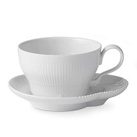 Royal Copenhagen 1026456 White Elements Cup & Saucer, 9.2 fl oz (260 ml), Wedding Gift, Gift