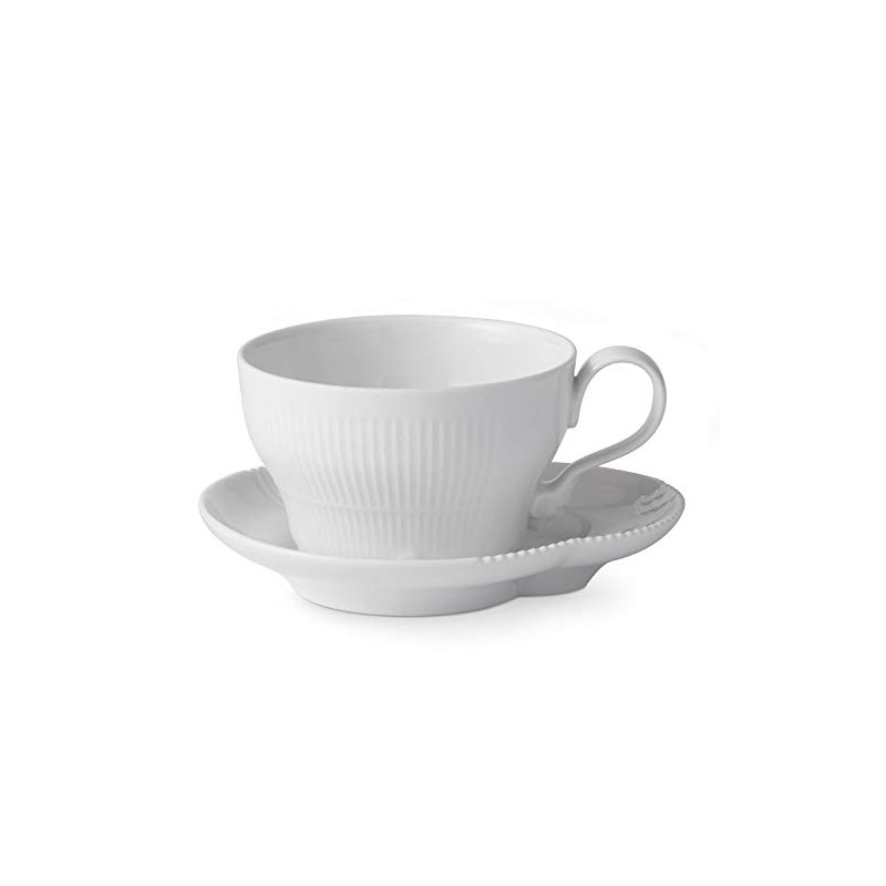 Royal Copenhagen 1026456 White Elements Cup & Saucer, 9.2 fl