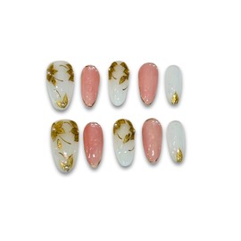 Yabonica 1000 Times Reusable Press On False Nails Oval,Handmade Auroral White Nature Nails 10 Pcs-Wear Comfortably(003S)