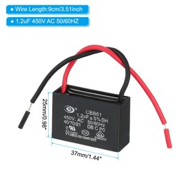 PATIKIL CBB61 Ceiling Fan Capacitor, 5Pcs 4.5uF 450V AC 50/60HZ with 2 Wires for Air Conditioner Fan Motor Star Run Capacitors 43 x 30 x 31mm