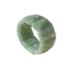 MMIUAEG Chunky Geometric Elastic Bangle Bracelet Colorful Wide Chunky Resin Beads Wristband Bracelets Vintage Multi-Colored Stretch Bangle for Women, Medium, Zinc, no gemstone