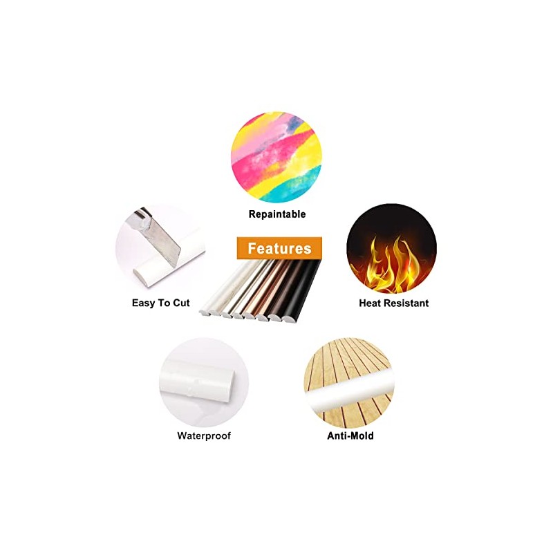 STICKGOO 10-Pack Tile Edge Trim, 12" Wall Molding Trim for