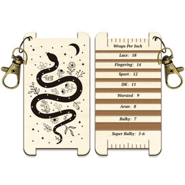 arricraft Snake Spinning Control Tool Stars Moon Plants Flowers WPI Guide Gauge with Closure Wooden Yarn Wrap Guide Board with Diz for Spinner Yarn Measuring Tools Crochet Accessories