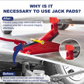 Pinch Weld Jack Pad,Two Depths X-Grooves Universal Floor Jack Pad Adapter, Thickened and Grippy Rubber Provide Cushion and Support,Frame Rail Protector,3.2X 3.2 x 1.9 in,1PCS
