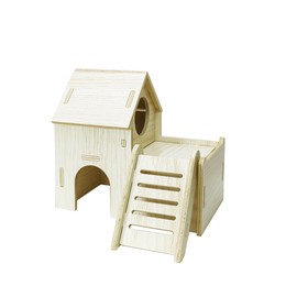 Sirvarni Hamster Hideout Cage Accessories - Hamster House and Habitat Wooden Hide Hut with Climbing Ladder and Platform for Dwarf Gerbils and Mouse Mice Rat Other Small Animals etc.