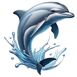 2 PCS Decorative Dolphin Splash Design Vinyl Decal Sticker for Car, Laptop, Window, Multi-Surface Application,A-87