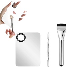 3pcs Makeup Mixing Palette,1 Pcs Flat Foundation Brush with 1 Makeup Mixing Palette & 1 Foundation Spatula Set
