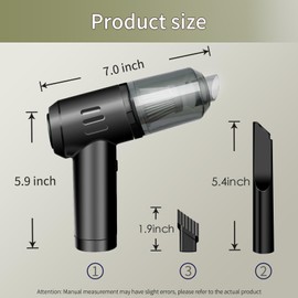 Oiamker Handheld Vacuum Handstaubsauger Akku, 120W 9Kpa Auto Staubsauger Stark, Nass Trocken Tragbar USB Autostaubsauger mit 2-in-1 Nozzle, für Auto, Tastaturen, Tierhaare und Haushaltsreinigung