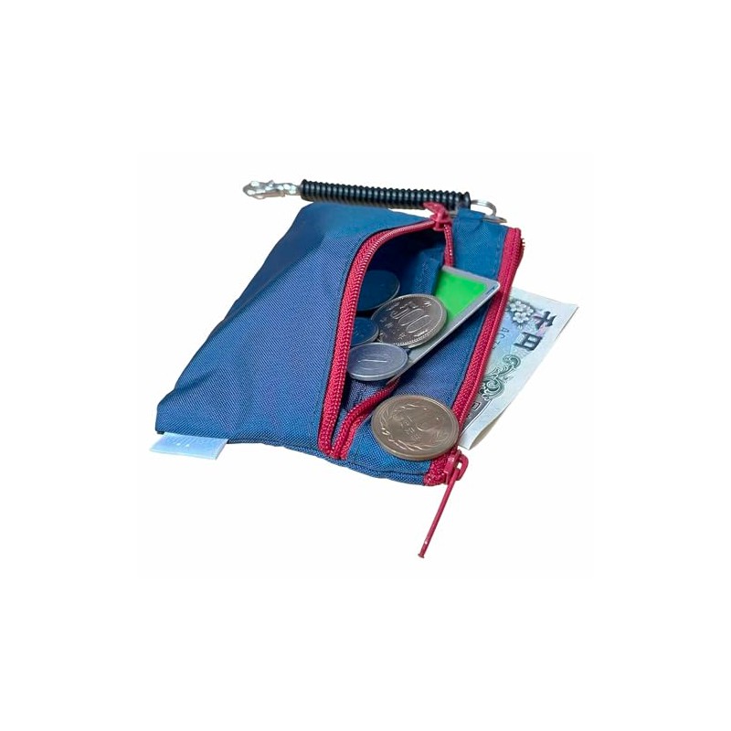 Smilish Children's Pass Case with Coil Chain (Apple), Navy, Red