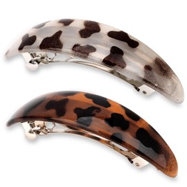 KIUEZIR 2 Stück Schildpatt Haarspangen für Damen, Langlebig Hochwertigem Metall Federhaarklemmen mit Gebogener Form, Eleganter Französischer Verschluss zum Dekorieren und Abteilen von Haaren