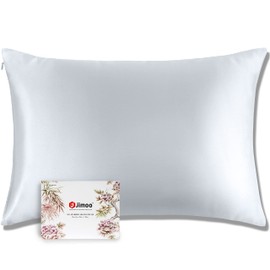 J JIMOO 100% Pure Mulberry Silk Pillowcase for Hair and Skin, Both Sides 19 Momme Pure Natural Silk Pillowcases Soft Breathable Standard 20''×26'', Silver Grey 1 Pack