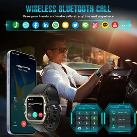 Rogbid Mille Relojes Inteligentes para Hombre (Hacer y Responder Llamada) visualización Curvada de 1.94 Pulgadas, 5ATM Waterpoof Militar Fitness Tracker Reloj Inteligente para teléfonos Android iOS,