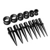 D.Bella 14G-00G 36 pcs Black Ear Gauges Stretching Kit Tapers