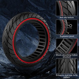 Cooryda 60/70-6.5 Scooter Tire, 10x2.50 Solid Scooter Tire 10 inch Electric Rubber Tubeless Scooter Wheels for Ninebot G30 Max/G30D 10x2.5 Front or Rear Replacement Solid Tires 2pc Red