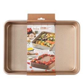 DECORA, 0070103 Gold Line Rectangular Baking Mould 34.7 x 24.5 x 5.5 cm, Ideal for Making Baked Goods, Robust Non-Stick Metal