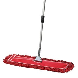 Tidy Tools Commercial Dust Mop & Floor Sweeper, 24 in. Dust Mop for Hardwood Floors, Reusable Dust Mop Head, Extendable Mop Handle, Industrial Dry Mop for Floor Cleaning & Janitorial Supplies, Red