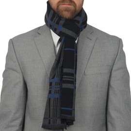 Ocomlfy - Bufandas para hombre en caja de regalo. Bufandas elegantes, cálidas y suaves de pashmina para hombre. Bufanda suave de cachemira para hombre, sensación pero duradera, Tartán azul y negro., Once size fits all