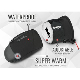 devembr Advanced Ski Mittens with Wrist Protection and Removable Liner, M