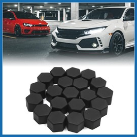 A ABSOPRO 20pcs 19mm Rubber Car Wheel Tire Tyre Nut Screw Cover Caps Hub Protector Black Item Replacement