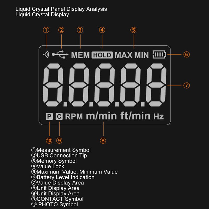 Photoelectric Tachometer High Accuracy Non Contact Multifunctional Digital Stroboscope Tachometer