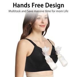 iLoveSIA Women’s Hands Free Breast Pumping Bra Adjustable Nursing Bras, Maternity Bra for Pregnancy & Breastfeeding 2Pack Black M Size
