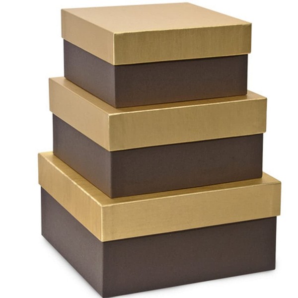 NW Chocolate Embossed Large Nested Boxes - 3 Piece Set