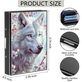 DHYYDSQZ Credit Card Holder, Cute Wolf Design Mini RFID Blocking Aluminum Wallet Slim Metal Hard Case Shell Travel Wallet ID Case Small Credit Cards Case Business Cards for Women Men Girls