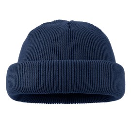 CLAPE Trawler Fisherman Beanie Unisex Winter Fishing Hat Knitted Docker Hat Sailor Hat Acrylic Knitted Hat Short for Men Women, DDTH02-Blue