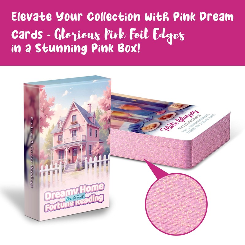 PERBDEAL Dreamy Home Fortune Reading Oracle Card, Premium Pink Foil