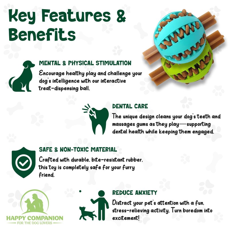 Happy Companion | Dog Treat Ball Dispenser | Interactive Natural