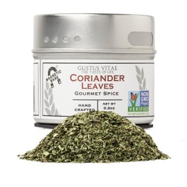 Cilantro / Coriander Leaves - Non GMO Project Verified - Packed In Magnetic Tins | Sustainable - Grown in USA - All Natural - Not Irradiated - Crafted By Gustus Vitae | 0.3 Oz Net Weight