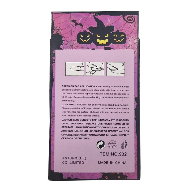 12 Halloween Themed Fake Nails with Glue (HN3)