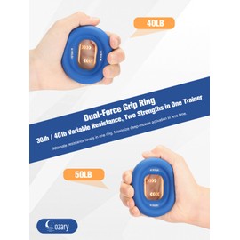 Cozary Set Allenamento Avambraccio e Presa, 6 Pezzi – Kit di Forza con 3 Anelli e 3 Bande a Resistenza Progressiva Colorata – per Palestra Casa, Arrampicata e Potenziamento
