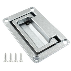 Piutouyar Silver Recessed Pull Handles, Flush Lift Recessed Handle, Toolbox Recessed Flush Door Handle Container Handle Zinc Alloy Pull Handle for Door, Home Furniture Recessed Handle(3.74" x 2.36")